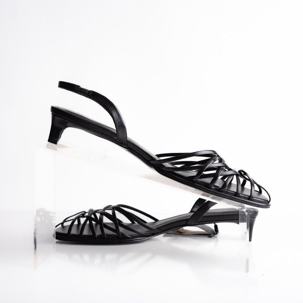Massimo Dutti Womens Stappy Heeled Sandals slingbak Brown Leather US 9 EU 40 NWB - Picture 3 of 9
